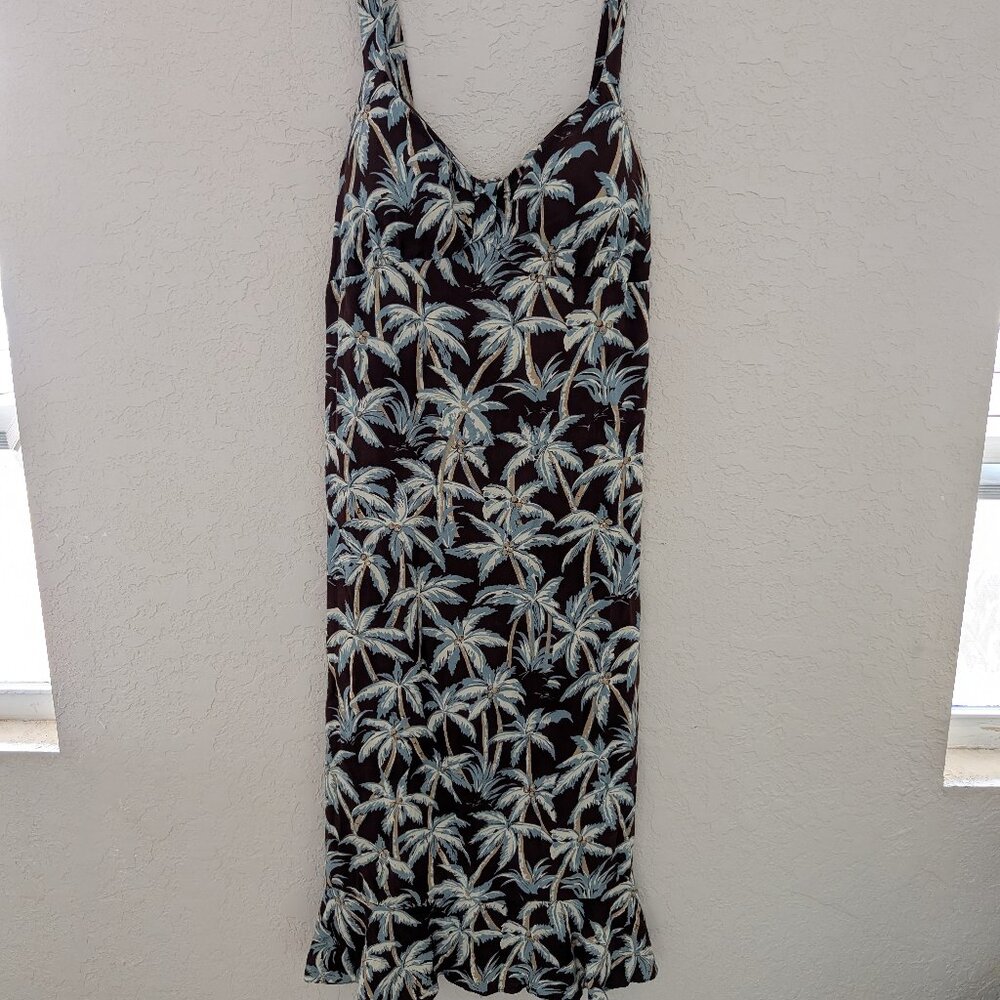 Vintage R&K Originals Padded Tropical Palm Maxi Dress Size 12